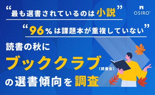 「“最も選書されているのは「小説」” “96%は課題本が重複していない” 読書の秋に「ブッククラブ(読書会)」の選書傾向を調査」のサムネイル画像