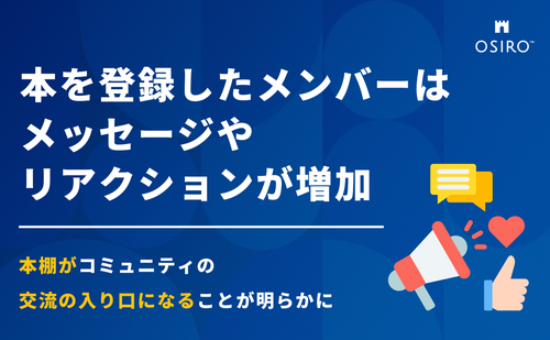 「本を登録したメンバーはメッセージやリアクションが増加。本棚がコミュニティの交流の入り口になることが明らかに(オシロ調査)」のサムネイル画像
